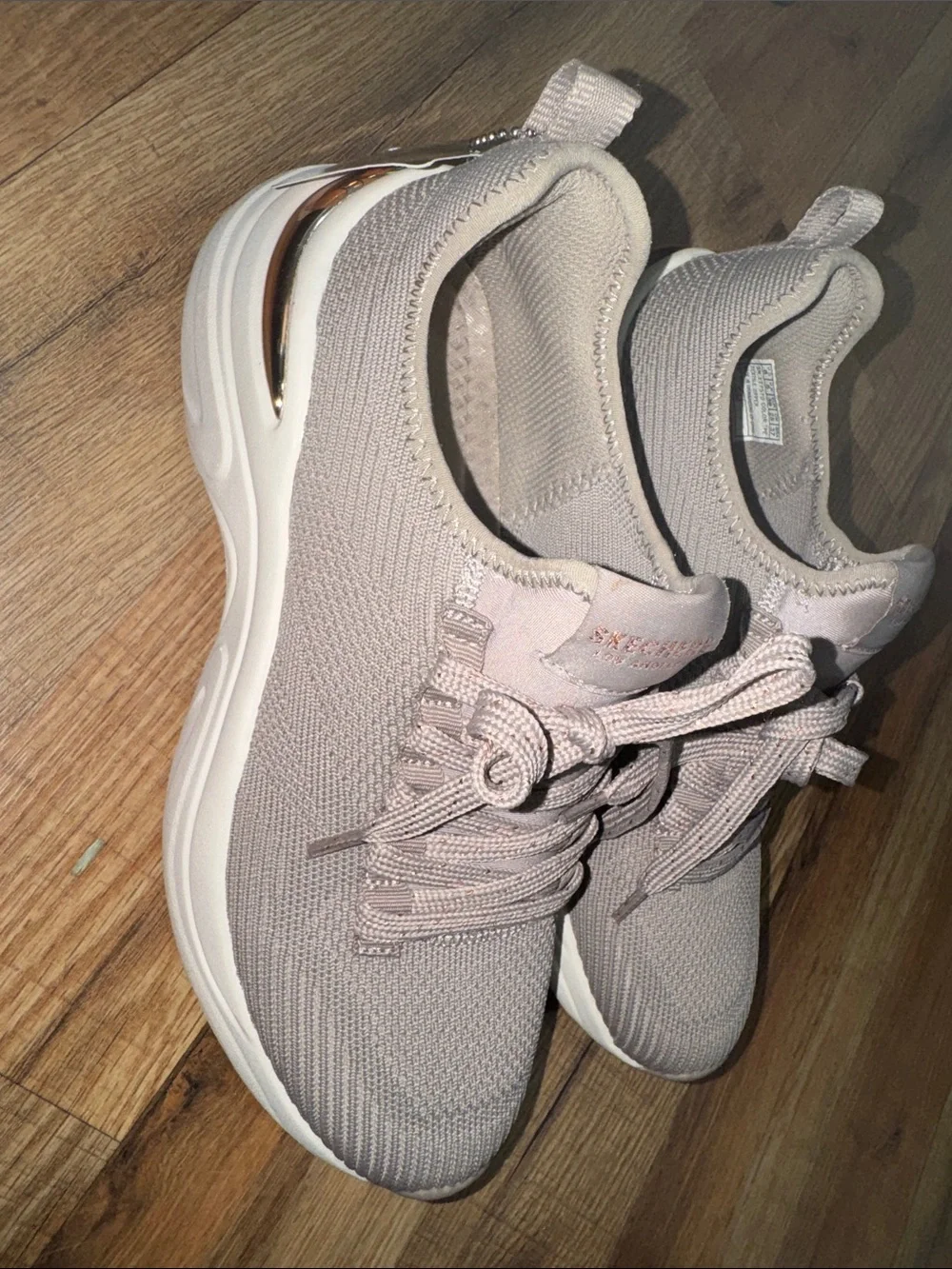 Skechers Women's Beige Knit Slip-On Athletic Sneakers